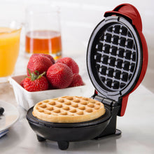Load image into Gallery viewer, Dash Mini Waffle Maker Machine for Individuals, Paninis, Hash Browns, &amp; Other On the Go Breakfast, Lunch, or Snacks with Easy to Clean, Non-Stick Sides, 4 Inch, Red
