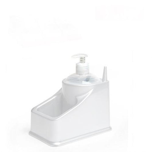 Plastic Forte Square Soap Dispenser & Sponge Holder - White