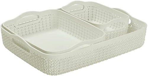 Curver Knit Set of 3 Tray Baskets A4, A5 & A6- Off White