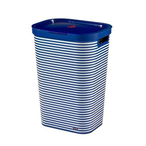 Curver Infinity Striped Laundry Hamper -  60 Liters, Blue