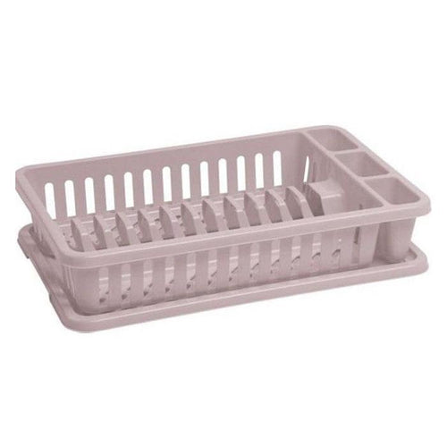 Curver Dish Drying Rack with Tray - Beige or Grey, 26.5 x 42 x 8.8cm