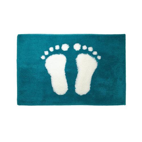 Sealskin Bath Mat with Footstep Design - Turquoise, 60 x 90cm