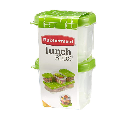 Rubbermaid  Set of 2 Lunch Blox Food Container - 0.5 Cups, 118ml, Green & Transparent