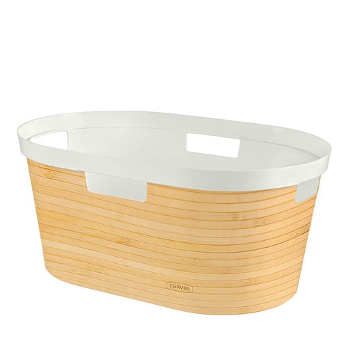 Curver Infinity Laundry Basket with Bamboo Design - 40 Liters