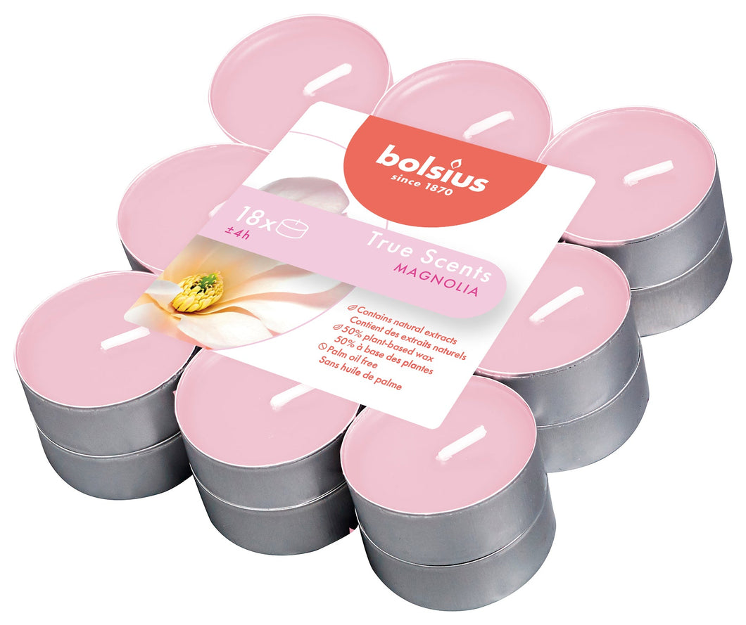 Bolsius True Scents Magnolia Tealight Candles, Scented - Pack of 18