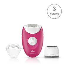Load image into Gallery viewer, Braun Silk-√âpil 3 Epilator with 3 Extras including Shaver Head, Trimmer Cap &amp; Massage Rollers
