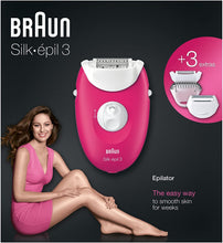 Load image into Gallery viewer, Braun Silk-√âpil 3 Epilator with 3 Extras including Shaver Head, Trimmer Cap &amp; Massage Rollers
