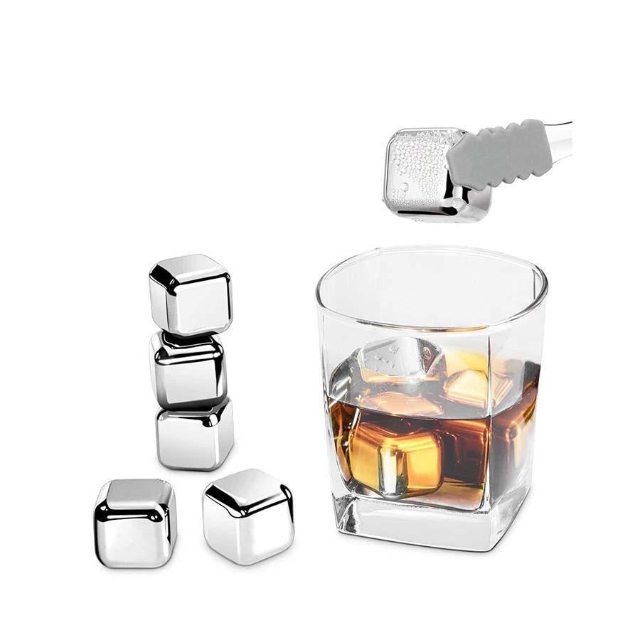 Topps Stainless Steel Ice Cubes - Pack of 6 with Bag